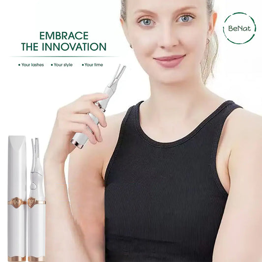 Woman holding a beauty device with 'Embrace the Innovation' text and 'BeNat' branding.
