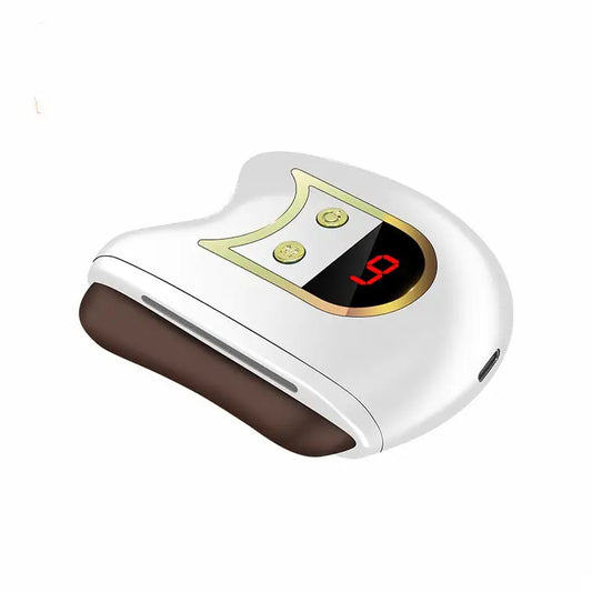 White electronic device with digital display on a white background