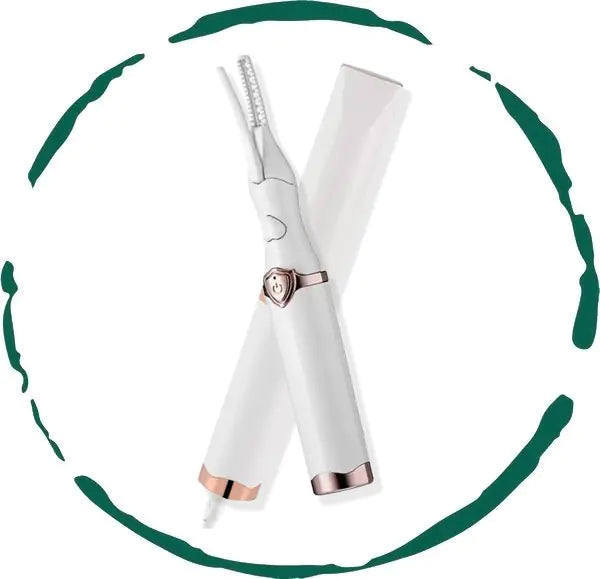 White hair straightener with rose gold accents on a white background