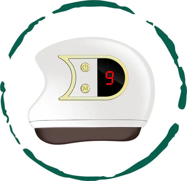White electronic device with digital display on a white background
